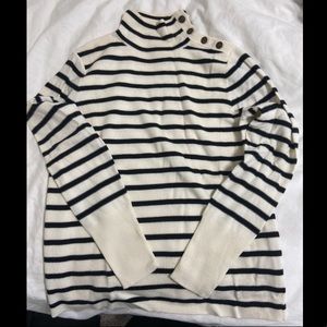 Nautical Blue and White Striped J Crew Turtlenck Sweater. Size Medium